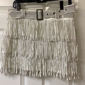 White Fringe Skirt